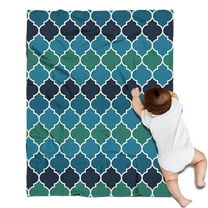 Blue Green Checkered Pattern Blanket,Comfortable Soft Flannel Throw Blanket,All Season,Warm Lightweight Blankets for Sofa Bed Couch Living Room Chair,30"x40"