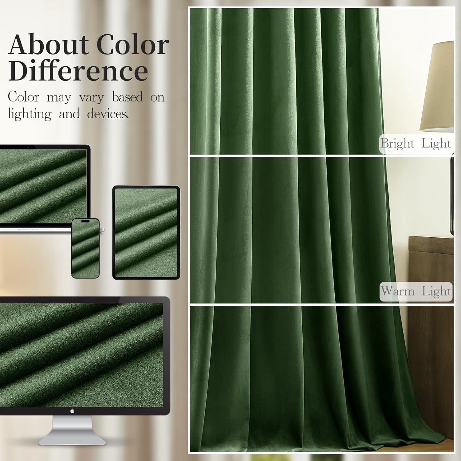 Galenzoov 52*84 inch 2 Panels Velvet Curtains for Home, Room Darkening Heat Blocking Blackout Window Curtains Back Tab Rod Pocket Drapes for Bedroom,Living room,Office,Olive Green