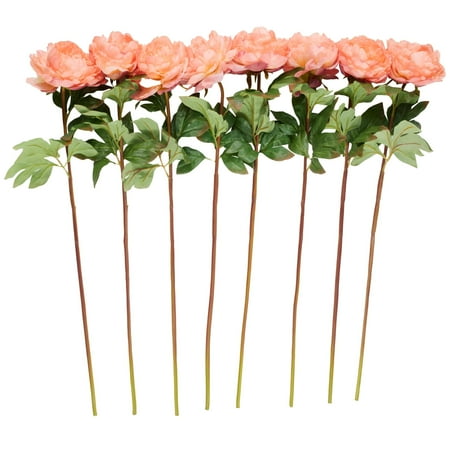 Plastic Floral Tall Peony Artificial Flower Stem  by DecMode (8 Count)