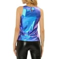 thumbnail image 4 of INSPIRE CHIC Metallic Tank Top for Women's Sleeveless Club Party Shiny Shirt XS Shiny Blue, 4 of 7