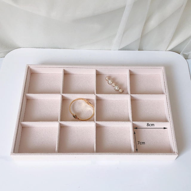 Bandeja de terciopelo para joyas Yinane Organizador Beige Exhibición Almacenamiento
