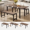 thumbnail image 3 of Noelse Extendable Dining Table Set with Benches, 63" Space Saving Kitchen Dining Table for 6 People, Modern Wood 3-Piece Dining Room Set, Gray, 3 of 10