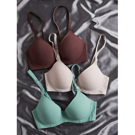 

Multicolor Women s BASICS 3pack Super Push Up Microfiber Soft Cup Bra Set S043E Simple 75B