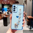 thumbnail image 4 of Compatible with Samsung Galaxy A14 5G Phone Case Women Luxury Plating Cute Love Heart Case with Heart Chain Bracelet Strap Soft Case for Galaxy A14 6.6 inch (Sierra Blue), 4 of 6