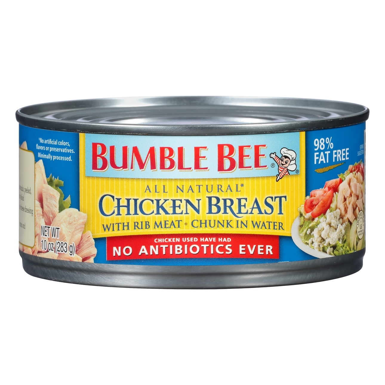 (2 pack) Bumble Bee All-Natural Chicken Breast in Water, No Antibiotics, Cage Free, Gluten Free, 13g Protein per Serving, Shelf Stable Can, 10 oz