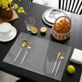 thumbnail image 3 of Vintage Dark Gray Placemats Set of 4, Farmhouse Retro Solid Color Linen Texture Placemats for Dining Table, Place Mats for Kitchen Tabletop, Waterproof Wipeable Dining Table Mats Set, 3 of 9