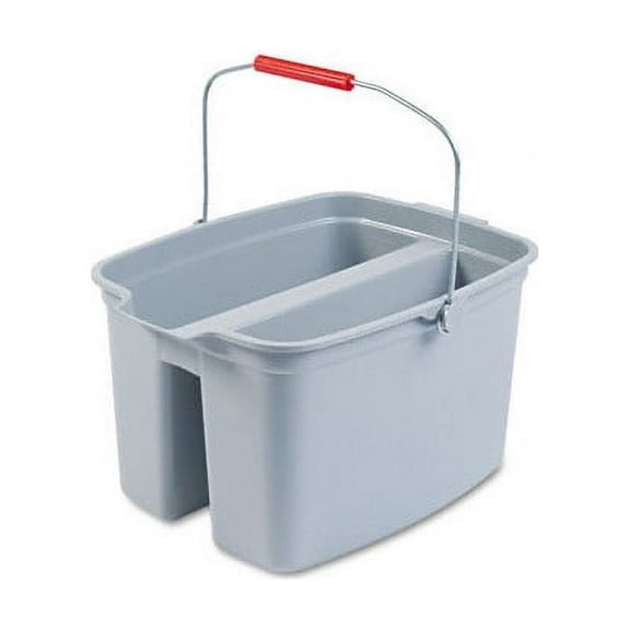 19 Quart Double Utility Pail, 18 x 14 1/2 x 10, Gray Plastic