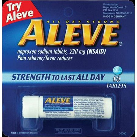 Aleve Pain Reliever/Fever Reducer Tablets, 220 mg 10 ea (Pack of 2)