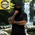 thumbnail image 2 of BVnarty Men's Summer Solid Short Sleeve Hooded Mask Top Elastic Quick Dry Casual Athletic Outdoor Sun Protection Daily Tee Black XXXL, 2 of 7