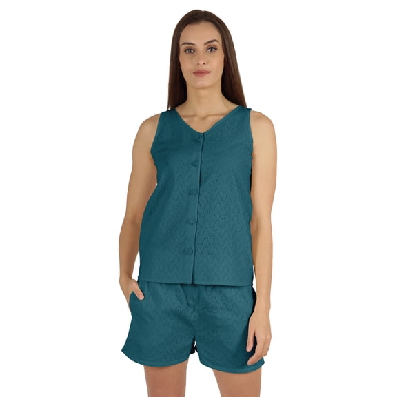 Bimba Solid 2 Pcs Nightwear Set For Women Sleeveless Shirt & Short Sleepwear