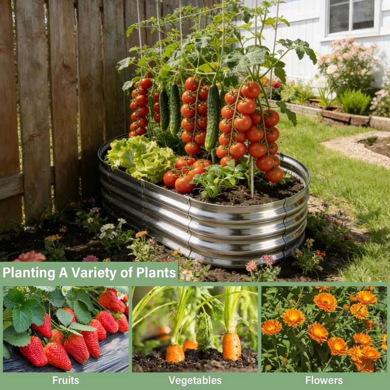 HGD Raised Garden Bed Kit Oval Galvanized Steel 2 Pack 4x2x1 ft