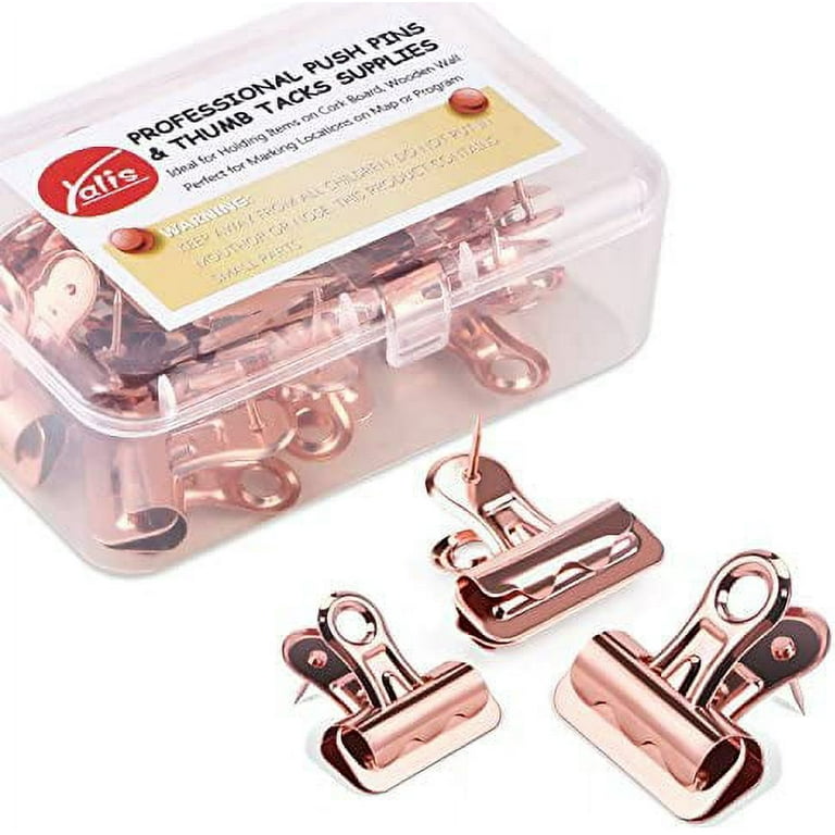Yalis Push Pins Clips 15-Count, Pinning No Holes for Paper, Creative Paper  Clips with Tack for Cork Board and Photo Wall ( Rose Gold) 