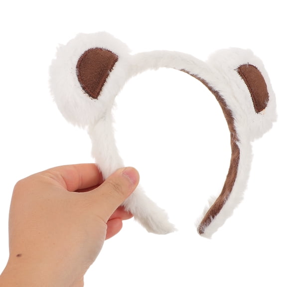 LOLIPPYY 2-Pack White Plush Bear Ear Headbands, Soft and Cozy for Makeup, Skincare, Hair Care, and Daily Use