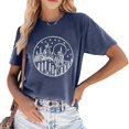 thumbnail image 2 of Women's T-Shirts Women's Casual Printed Round Neck Short Sleeve T Shirt Fashionable Summer Wear Solid Color Top Ideal for Everyday Outfits, 2 of 5