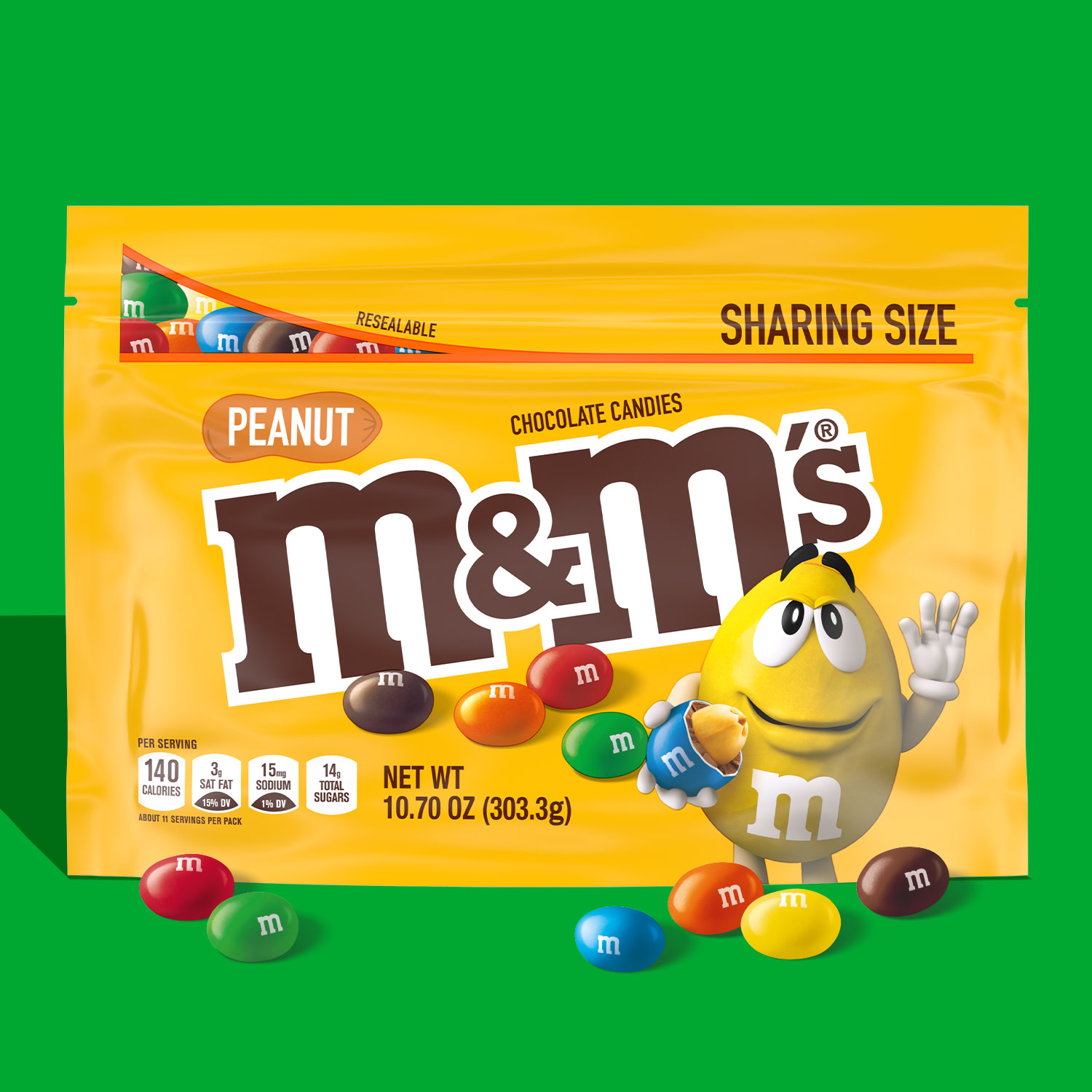 M&M's Peanut Milk Chocolate Candy Sharing Size - 10.05 oz Bag - image 2 of 13