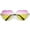 Gold / Pink-Yellow, variant on Small Thin Metal Frame Temples Vibrant Colored Gradient Lens Heart Sunglasses 52mm (Gold / Blue-Yellow)