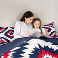 thumbnail image 6 of Manfei Ancient bohemian Aztec Full Size Comforter Sets,Boho Tribal Gemetric Bedding Comforter Set,Red Blue White Bedding Sets For Men Women,Super Cozy Room Decor Reversible,3 Pieces, 6 of 9