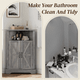 thumbnail image 6 of Smuxee Farmhouse Corner Bathroom Storage Cabinet, Freestanding Triangle Linen Organizer Cabinet with Barn Doors & Adjustable Shelves for Laundry Room,Gray, 6 of 6