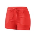 thumbnail image 5 of JIKNTTR Womens Fashion Shorts Drawstring Cotton Beach Pocket Lightweight Comfy Stretch Short Elastic-Waist Inseam Running Gym Summer Classic Fit Shorts, 5 of 6