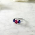 thumbnail image 4 of Gem Stone King 10K White Gold Red Ruby Blue Sapphire and White Diamond 3-Stone Women Engagement Ring (4.66 Cttw, Gemstone Birthstone, Size 7), 4 of 4