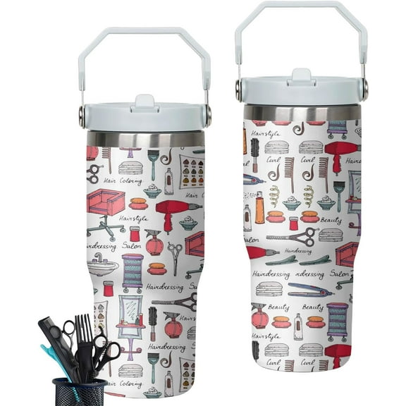 30oz Hair Stylist Gifts Hairstylist Tumbler with Handle for Female Women, Stainless Steel Insulated Cup, Coffee Mug Water Bottle for Hairdresser Cosmetology Salon Owner Beautician
