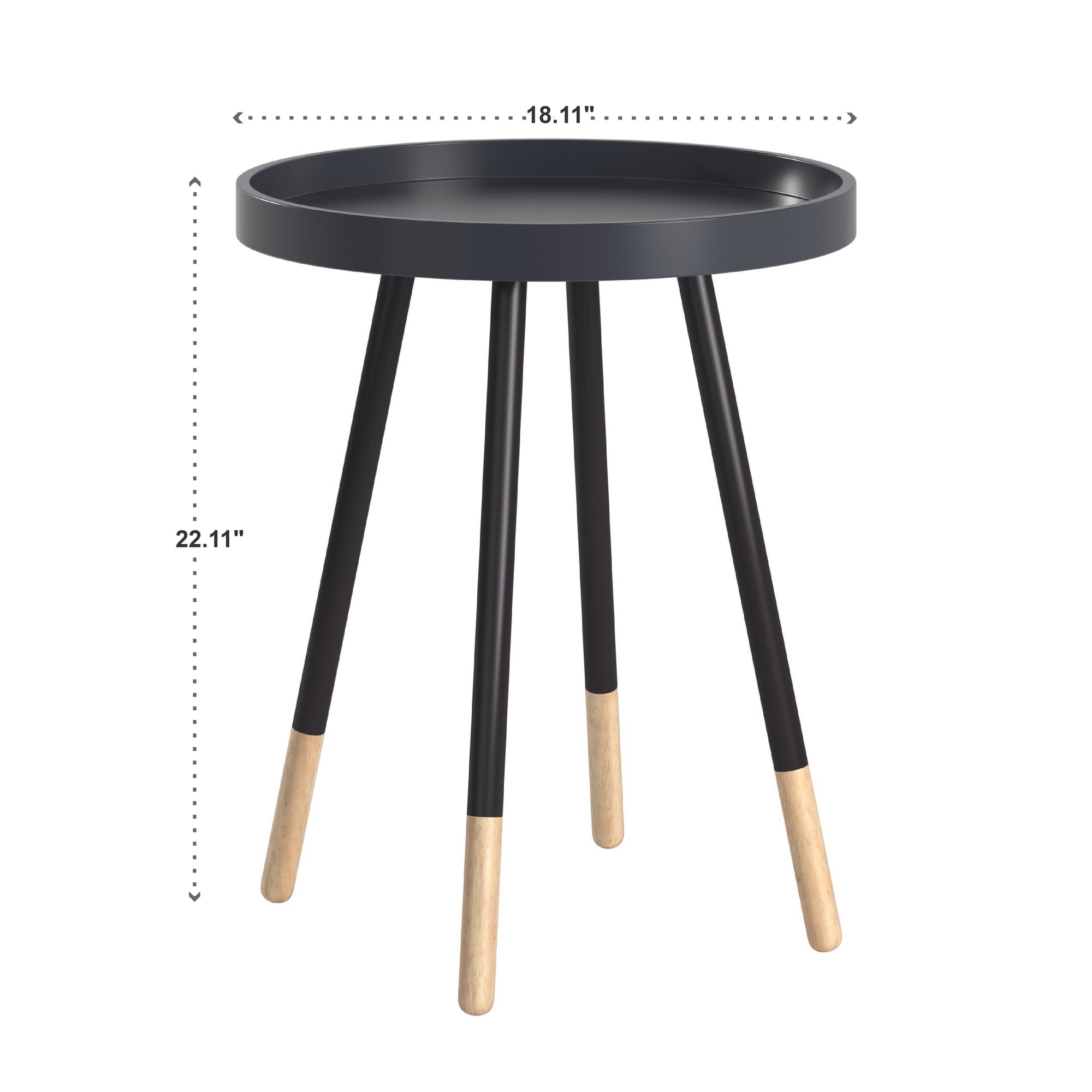 Weston Home Chelsea Lane Round Top Tray End Table, Black