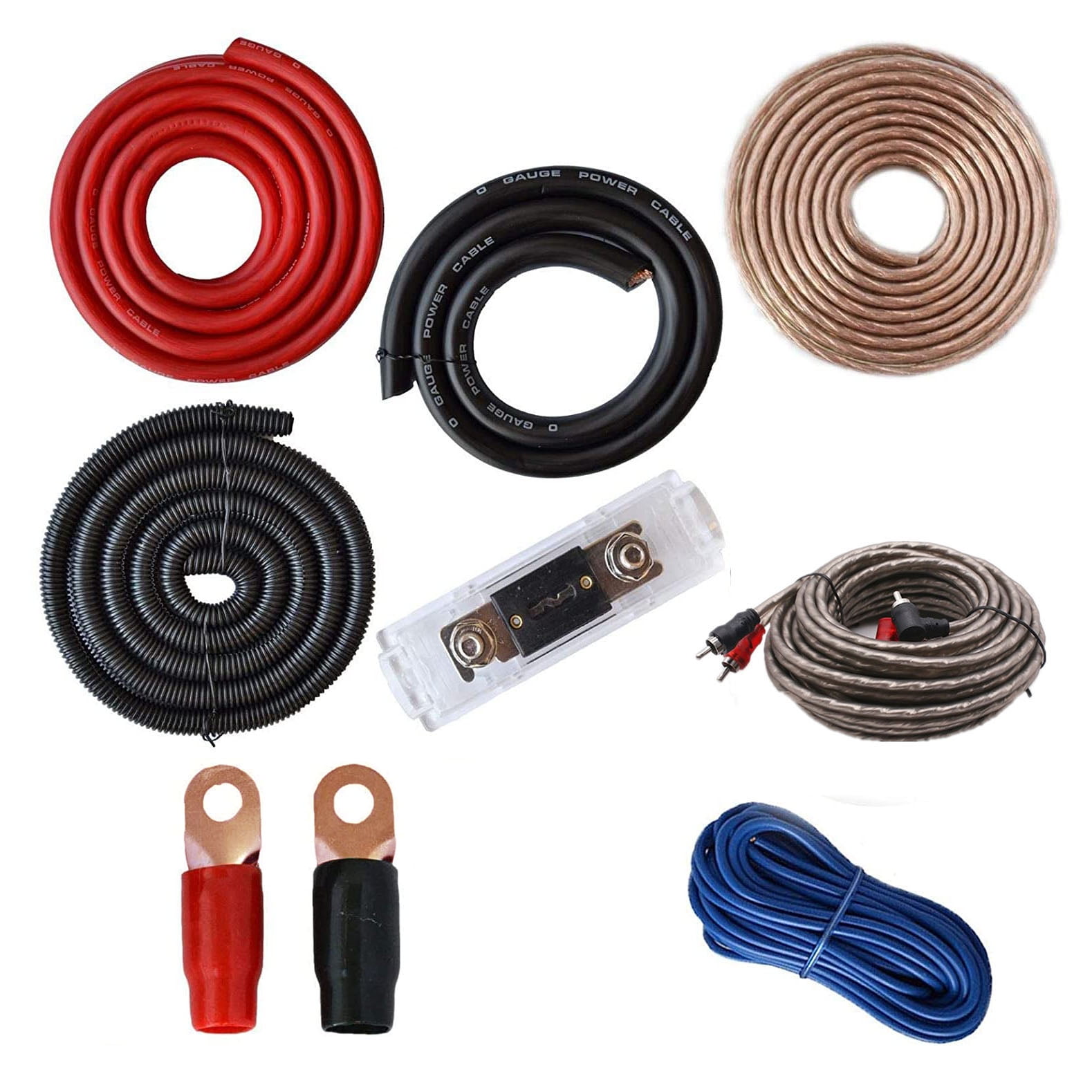5000W 0 Gauge Car Power Amplifier Wiring Kit Audio Subwoofer AMP RCA Cable Sub