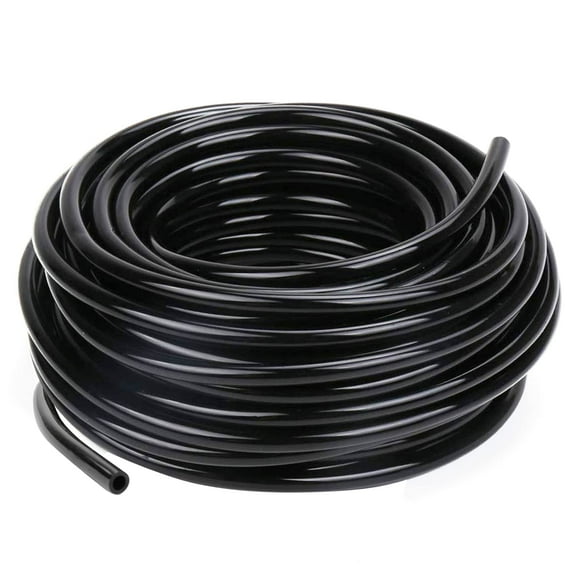1/4 Inch Drip Irrigation Hose 50 Feet, Flexible PVC Distribution Tubing for Plant Watering Garden Greenhouse and Misting System, Black