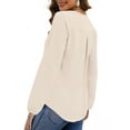thumbnail image 5 of UVN Blouses for Women V Neck Long Sleeve Shirts Dressy Casual Ruffle Chiffon Tops, 5 of 10