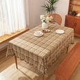 thumbnail image 2 of Fennco Styles Plaid Ruffled Border Cotton Woven Tablecloth 56" W x 71" L - Khaki Tartan Table Cover for Banquets, Holiday, Special Events, Home, Dining Room Décor and Everyday Use, 2 of 3