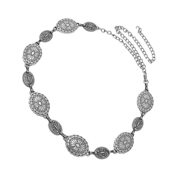 Enqiretly Fashionable And Exquisite Carved Silver Chain Rust Resistant Waist Chain Electroplated Alloy Is Silver Carving