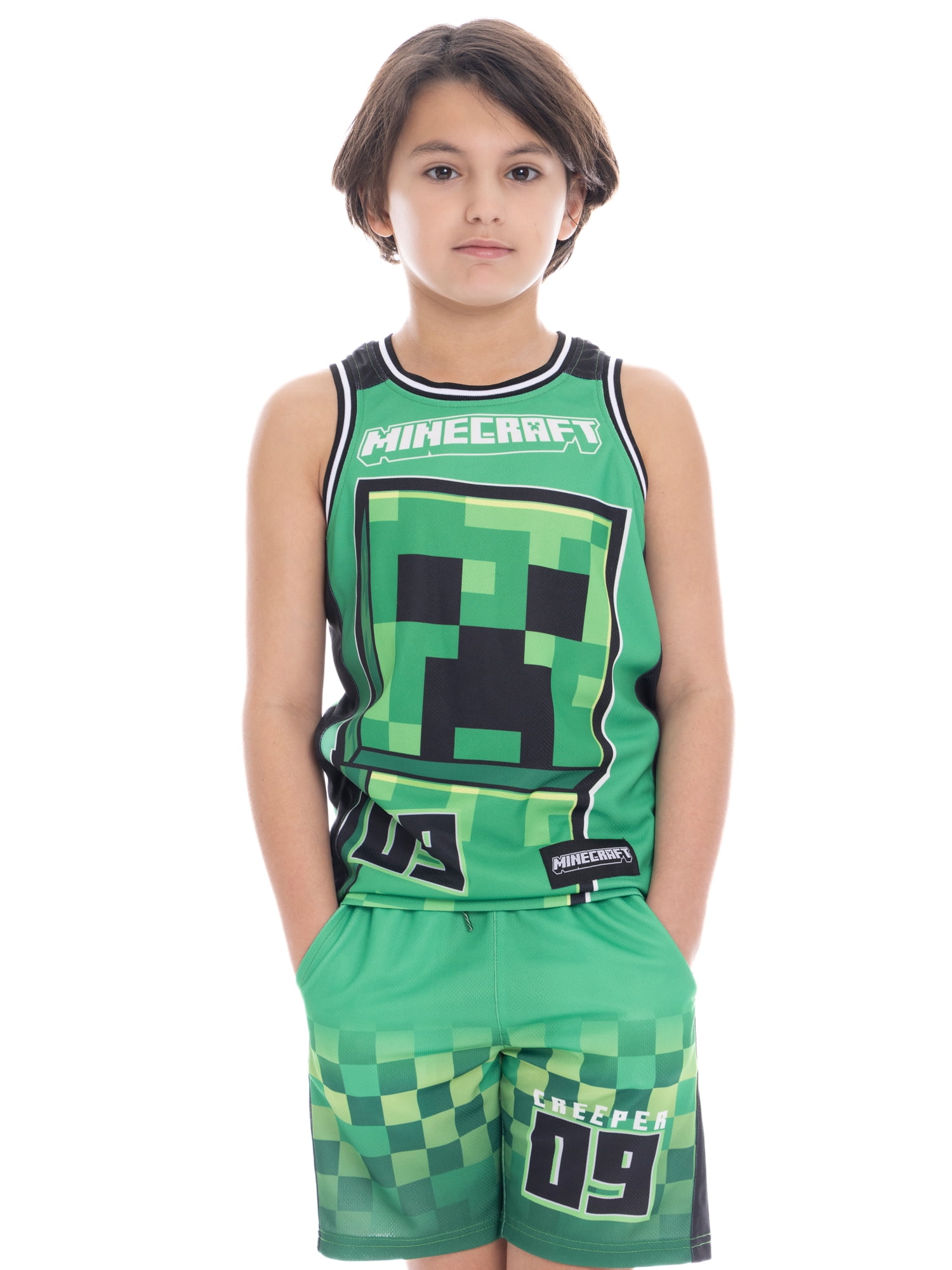 Minecraft Boys Character Graphic Basketball Jersey and Shorts Set, 2-Piece, Sizes 4-12