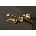 thumbnail image 2 of Kingston Brass KS7127NL Naples Double-Handle Wall Mount Bathroom Faucet, Brushed Brass, 2 of 8
