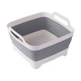 thumbnail image 1 of Fregadero portátil plegable para platos, lavabo para platos, lavadero plegable, lavabo con tapón de drenaje, plato para fregadero de cocina, lavaplatos para acampar, gris, 1 of 5