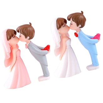 SAFIGLE 2 Pairs Wedding Couple Dolls - PVC Cake Topper & Desktop Decor, Bride Groom Figurines For Anniversary