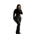 thumbnail image 5 of GILIGEGE Two Piece Sets for Women Women's 2 Piece Outfits Fall Long Sleeve Zipper Hoodie Jacket and Flared Leggings Workout Sets Sweatsuit Black L, 5 of 7