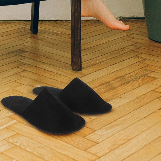 unbranded 1Par Zapatillas Negras Para Uso En Casa Y Viaje Con Fieltro Resistente Y