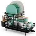 thumbnail image 3 of Barara King Dish Drying Rack, Dish Drainer, Kitchen Dish Organizer,2-Tier Collapsible Dish Rack with Removable Drip Tray, 3 of 9