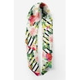 thumbnail image 2 of Bimba White Stripe & Grandiflora Roses Floral Printed Pure Silk Scarf Neck Wrap Summer Hair Bandanas For Women 40 x 40 Inches, 2 of 6
