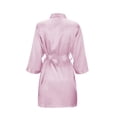 thumbnail image 5 of PMVFHDE Womens Solid Color Light Bathrobe Wedding Makeup Bridesmaid Satin Kimono Pajamas Short Home Wear Womens Robes Pink，L, 5 of 9