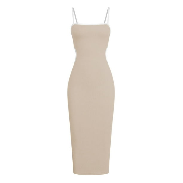 Vestido tubo con espalda descubierta, tirantes y huecos, estilo Spice Girl, sensual, francés, para mayores