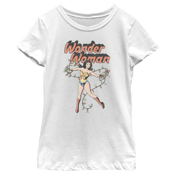 Girl's Wonder Woman 1984 Wrapped in Lights  Graphic Tee White Medium