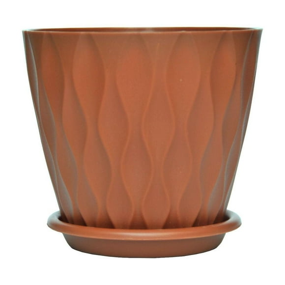 Zhuge Soporte para macetas de plástico de resina de 2 piezas, soporte para macetas nórdico simple de color rojo oscuro grueso, maceta grande verde de 15 * 13,5 cm