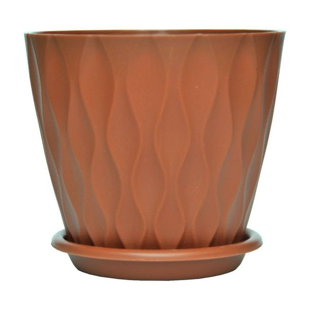 Zhuge Soporte para macetas de plástico de resina de 2 piezas, soporte para macetas nórdico simple de color rojo oscuro grueso, maceta grande verde de 15 * 13,5 cm