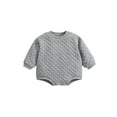 thumbnail image 1 of TSEXIEFOOFU Infant Baby Girls Boys Romper Solid Color Lattice Round Neck Long Sleeve Jumpsuits Autumn Winter One-Piece Clothes, 1 of 8