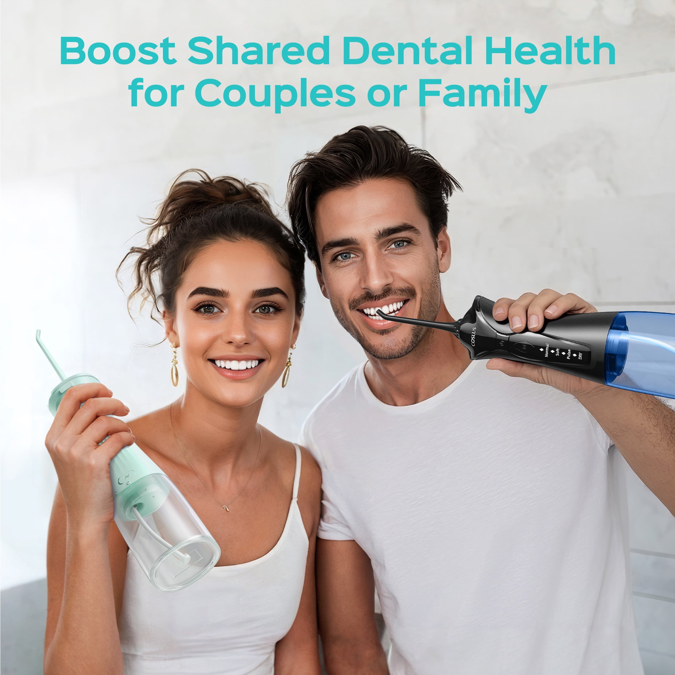 COSLUS CX30 2-Pack Water Flosser for Teeth,Water Dental Flosser Pick for Teeth,3 Modes & 8 DIY Levels for Sensitive Gums & Braces