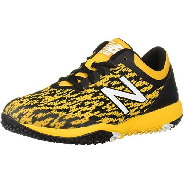 New Balance Mens 4040v5 Turf Baseball Shoe - Black/Yellow - 10 