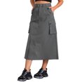 thumbnail image 4 of Falda Cargo Midi con Cremallera para Mujeres INSPIRE CHIC, con Bolsillos, Cintura Alta, Ropa Casual, Color Gris, 4 of 6
