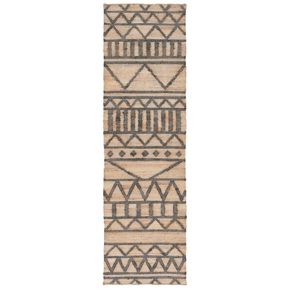 SAFAVIEH Kilim Merton Geometric Runner Rug, Natural/Charcoal, 2'3" x 8'