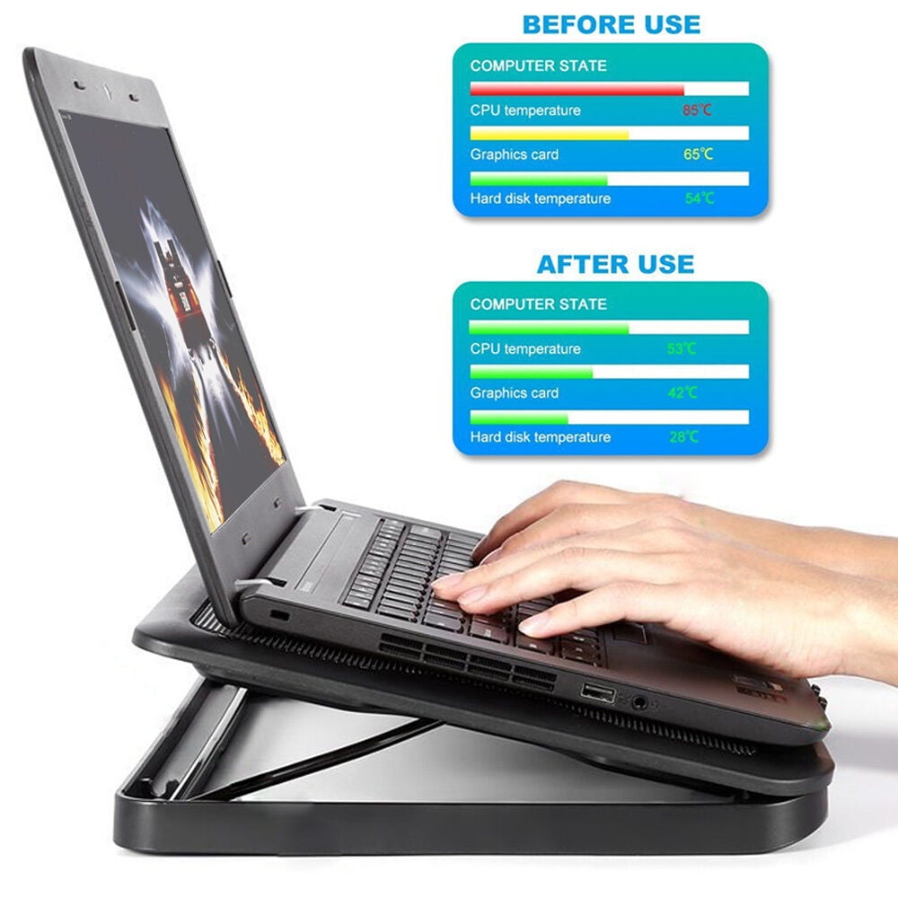 12/"-17/" Laptop Blue LED USB 5 Fan Net Air Cooling Cooler Notebook Macbook Stand